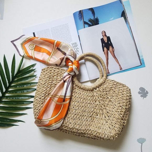 Handbags - Straw Summer Bag Natural Color Zip Closure